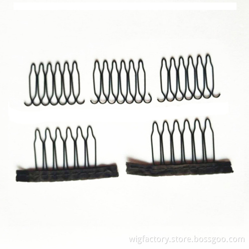 Small size black color 6 teeth wig metal hair clip, 100 pieces/lot cloth comb wig clips in bulk, wig clip in comb